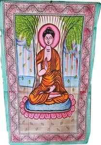 Tapiz / Colcha Buda Multicolor 54" x 86" Doble Tamaño Uso Cama, Pared - Imagen 1 de 3