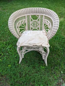 Rare Antique Heywood Wakefield Wicker Victorian Reed chair butterfly design - Picture 1 of 8
