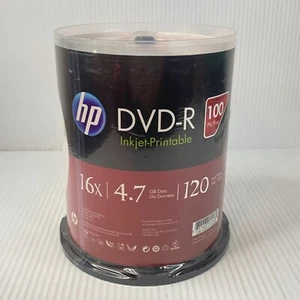 HP DVD-R Inkjet Printable White Matte 4.7GB 120min 100-PACK Sealed - Picture 1 of 4