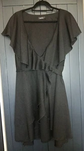 Boohoo size 16 black wrap front frill detail dress. - Picture 1 of 1