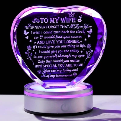 Regalos para Esposa - Cristal Recuerdos Esposa Regalos de Marido con LED Colorido... Foto 1 de 4