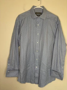 Talbots für Herren französisches Bündchen Hemd 16/32-33 blau geometrisch 2-lagig Baumwolle - Bild 1 von 6