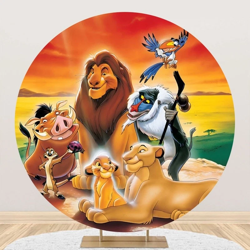 Round Lion King Simba Backdrop Cover Happy Birthday Photo Background Banner - Image 1 of 4