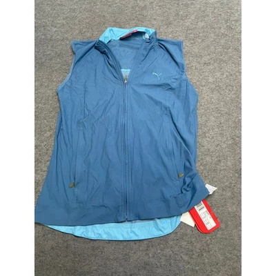 Puma Golf Wind Vest Womens Small Stellar Blue Sleeveless Full Zip Sportswear NEW - Image 1 of 4
