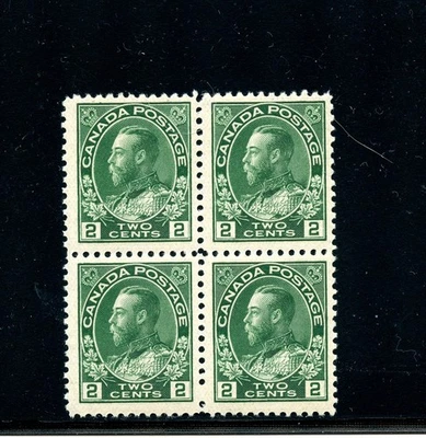 Canada #107 (C683) block of 4, King George V, 2¢ yellow green, MNH,FVF,CV$260.00 - Image 1 of 2