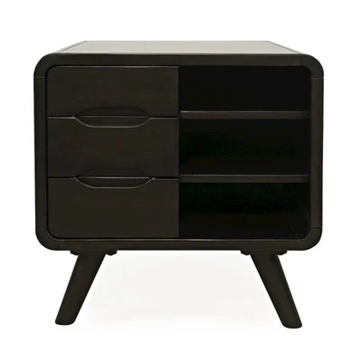 Marlowe Mid-Century Modern 24" Curved End Table with Storage Drawers - Image 1 of 4