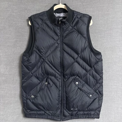 Vintage Oakley Vest Medium Black Quilted Puffer Down Zip 90s y2k Grunge Gorp - Image 1 of 4