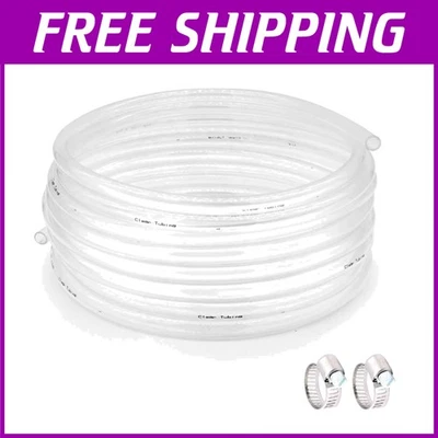 100 Ft Clear Flexible Tubing - 1/2" ID 5/8" OD PVC Hose, Kink-Proof & Versatile - Image 1 of 4