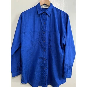 Vintage Diane Von Furstenburg Blue along Sleeve Button Up Retro 80’s - Picture 1 of 5