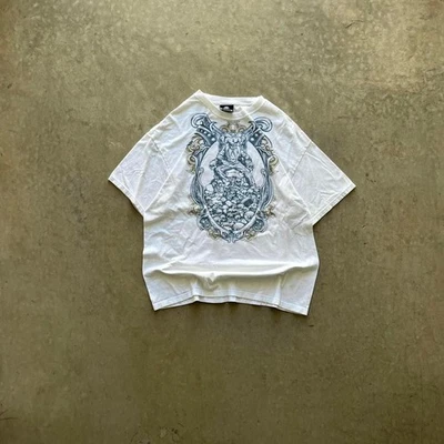 Camiseta De Colección Y2K Jinx Para Hombres XL Blanca Calaveras Bufón Grunge Gráfico Doble Cara Foto 1 de 4