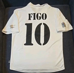 Luis Figo #10 Real Madrid 2002 White Soccer Jersey  Sz L NWT - Picture 1 of 13