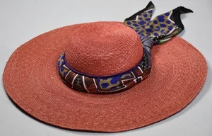 Etro Milano Damen Weizen Stroh Hut Seidenband Gr. 57 Neu - Bild 1 von 8