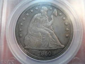 1860 United States Seated Liberty Silver Dollar $1 - Free S&H USA - Picture 1 of 4