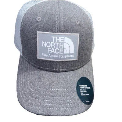 The North Face Mudder Trucker Hat Gray Patch Logo Snapback Unisex NWT TNF - Image 1 of 3