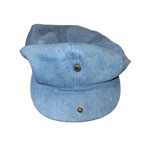 Brixton Classics Brood Newsboy Cap Size Washed Denim Size Large Metal Crest Pin - Foto 1 di 5