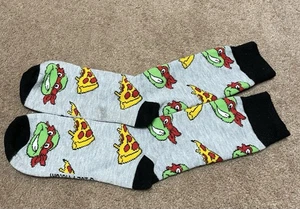 CALCETINES DE PIZZA RAPHAEL TORTUGAS NINJA adolescente tmnt gris retro tripulación para adultos - Imagen 1 de 4