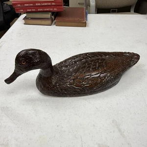 Hand Carved Duck Decoy Red Eye Vintage Detailed - Picture 1 of 14
