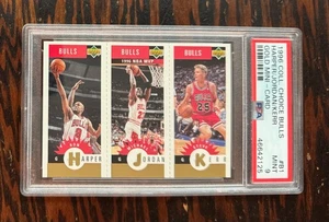 Michael Jordan, Steve Kerr 1996 Collector's Choice Bulls GOLD MINI #B1 - PSA 9 - Picture 1 of 2