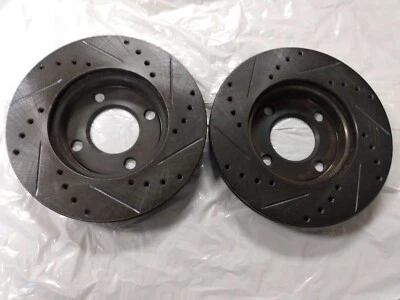Set of Premium Drilled & Slotted Front Disc Brake Rotors (L/R)  Audi Coupe 85-87 - Image 1 of 4