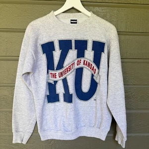 Vintage University of Kansas KU Jayhawks TULTEX Sweatshirt Adult Large Gray - Imagen 1 de 6