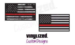 Thin Red Line Firefighter Support Fire Fighter Vinyl Sticker Decal Flag TRL Hero - Picture 1 of 6