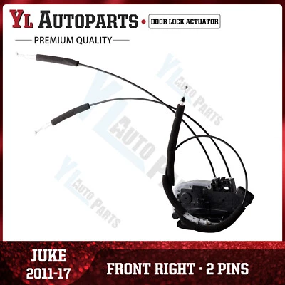 Actuador de cerradura de puerta del lado del pasajero delantero derecho con cables para Nissan Juke 2011-2017 Foto 1 de 4