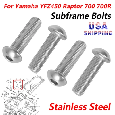 US Stainless Steel Subframe Sub Frame Bolts For 2004-23 Yamaha YFZ450 Raptor 700 - Image 1 of 4