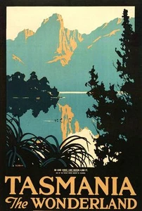 Vintage Illustrated Travel Poster CANVAS PRINT Tasmania Wonderland 8"X 12" - Imagen 1 de 1
