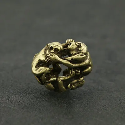 32MM Collect Curio China Bronze 12 Zodiac Animal No Hear No Look No Speak Monkey • 7.19£