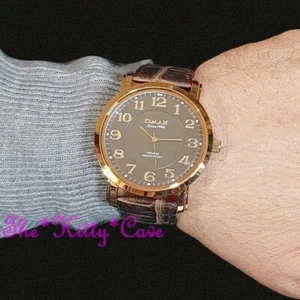 Clásico OMAX, Delgado Oro Rosa, Movimiento Seiko, Cuero Marrón Reloj SX02R55A - Imagen 1 de 9
