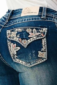 Jeans Grace in LA bootcut Flowers EB51762 - Foto 1 di 3