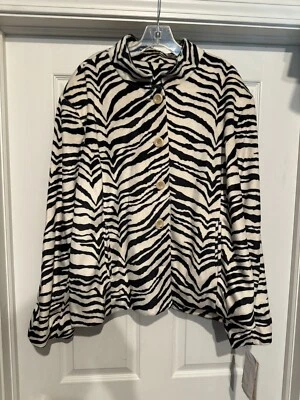 Abrigo Chaqueta Terry Lewis Luxuries Piel Sintética Cebra Rockabilly Para Mujer Talla 3X Nuevo con Etiquetas Foto 1 de 4