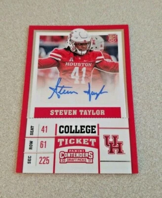 2017 Panini Contenders Draft Rookie Auto #249 Steven Taylor Houston Cougars - Image 1 of 2