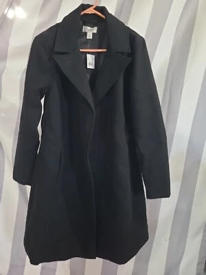 Motherhood Maternity Women's Mid-Length Maternity Wrap Coat Black Size S No Belt - Image 1 of 4