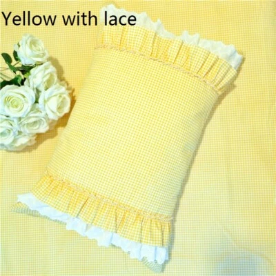 1 Pair Children Adult Pillowcases Ruffled Solid Check Pillow Case Home Bedding - Image 1 of 4