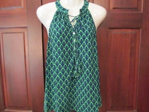Blau-grüne Tanktop-Tunika mit Quasten von Mud Pie, Größe S, neu mit Etikett - Bild 1 von 4