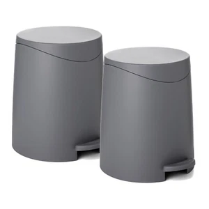 Superio Small Modern Bathroom Pedal Step On Trash Can with Lid 3 Liter Grey - Picture 1 of 9