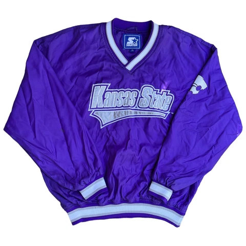 Vintage Starter Kansas State Wildcats Satin Pullover Windbreaker Purple Size XL Cover