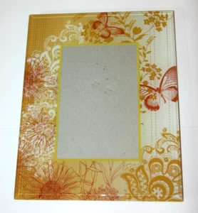 Collette et Cie Photo Picture Frame Flower Butterfly Acryllic Plastic 4" x 6" - Picture 1 of 8