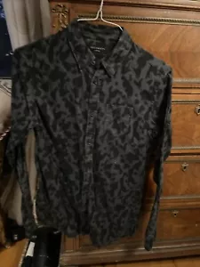 Camicia uomo All Saints nera e grigia con bottoni davanti taglia XSmall - Foto 1 di 5