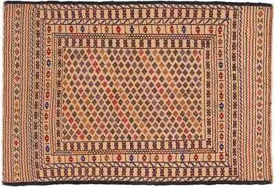 Afghan Kelim Gol Barjasta Teppich 120x180 Handgewebt Gold Geometrisch p - Bild 1 von 4