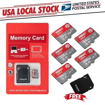 Lot 32GB 64GB 128GB 256GB Micro SD Card Memory TF Card /Free Adapter High Speed - Image 1 of 4