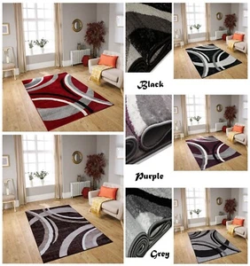 Modern Style Red Black Grey Brown Soft Thick Runner Rug Small Extra Large Mat - Picture 1 of 25