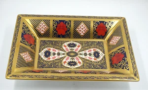 ROYAL CROWN DERBY ANTIGUO IMARI SGB BANDA ORO MACIZO PLATO RECTANGULAR 50 AÑOS - Imagen 1 de 4