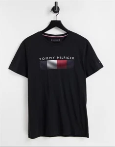 Tommy Hilfiger Men’s T-Shirt Medium Blue Cotton Short Sleeve Logo Tee - Picture 1 of 4