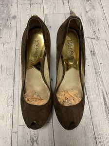 Michael Kors Woman Shoes Brown Suede Chunky High Platform Sz 9.5 - Picture 1 of 9