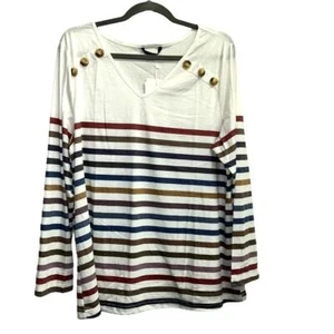 Bloomchic weiß mit bunten Streifen Kunstknopf Akzente Größe 14/16 - Bild 1 von 5