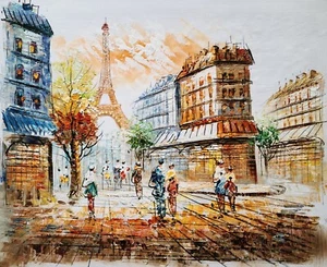 Eiffelturmstraße #5D-ebp-2, 20x24, handgemaltes Ölgemälde auf Leinwand - Bild 1 von 5