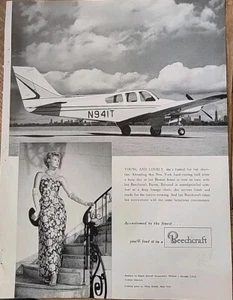 1967 Beechcraft airplane women's Philip Hulitar evening gown vintage ad  - Picture 1 of 1