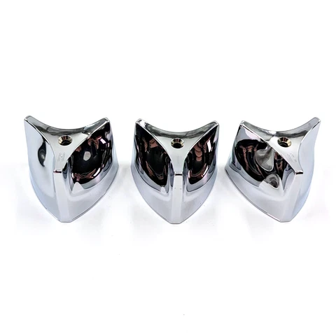 Set of 3 Vintage MCM Crane Bath Shower Faucet Handles Polished Chrome 2 ¼” dia Cover